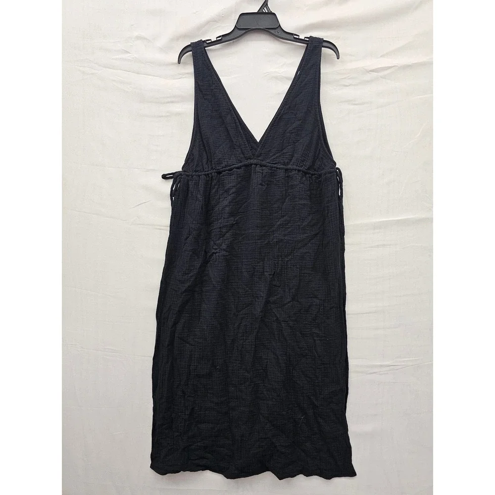 Shade & Shore Womens Gauze Swim Cover-Up Dress Black Cotton Relaxed Size Medium